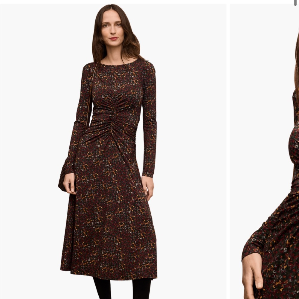 M.m. Lafleur johnna Long Sleeve Ruched Midi Dress in autumn floral xs